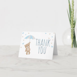 Teddy bear Thank you card Woodland Boy Umbrella