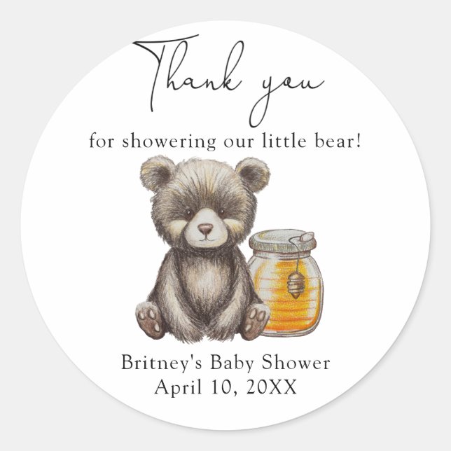 Teddy bear thank you classic round sticker (Front)