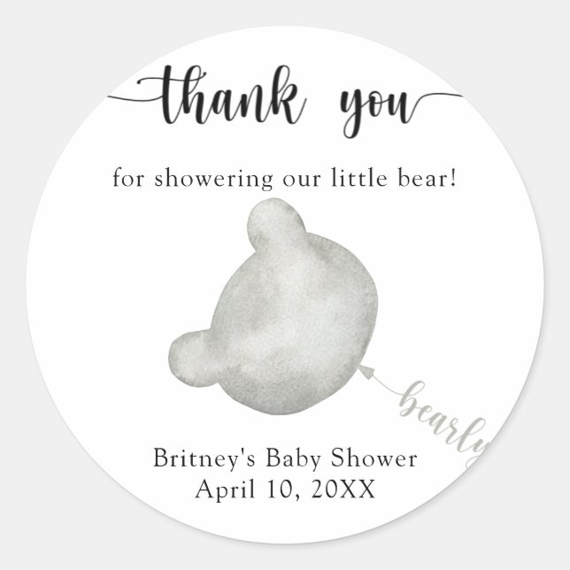 Teddy bear thank you classic round sticker (Front)