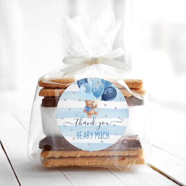 Teddy Bear Thank You Favour Classic Round Sticker (Creator Uploaded)