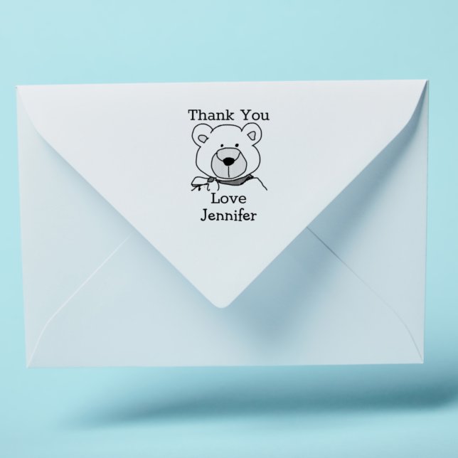 Teddy Bear Thank You Personalized Rubber Stamp (Creator Uploaded)