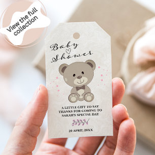 Teddy Bear Theme Baby Shower (Girls Pink) Gift Ta Tags