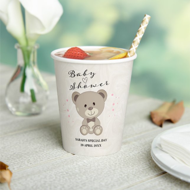 Teddy Bear Theme Baby Shower (Girls Pink)  Paper Cups (Insitu)