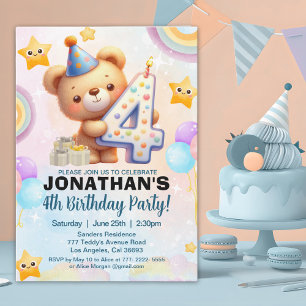 Teddy Bear Theme Birthday 4th for boy's Invitation