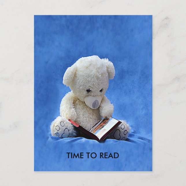 Teddy Bear Time to Read Postcard, ZKOA Postcard (Front)