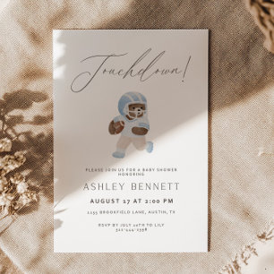 Teddy bear Touchdown Football Baby Shower Invitation