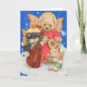 Teddy Bear Toy Angel Choir Cute Christmas Card