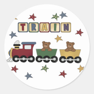 Teddy Bear Train Tshirts and Gifts Classic Round Sticker