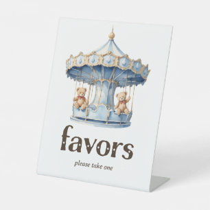 Teddy Bear Twin Boy Baby Shower Favours Pedestal Sign