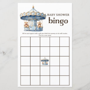 Teddy Bear Twin Boys Baby Shower Bingo Game