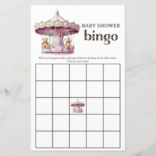 Teddy Bear Twin Girls Baby Shower Bingo Game