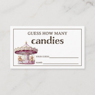 Teddy Bear Twin Girls Baby Shower Guessing Game Enclosure Card