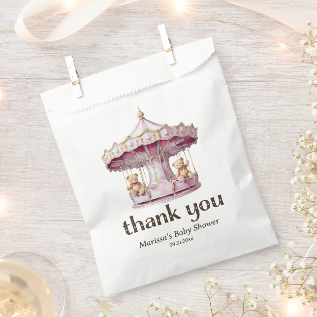 Teddy Bear Twin Girls Baby Shower Thank You Favour Bag (Clipped)