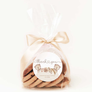 Teddy Bear Twins Baby Shower Favours Thank You   Classic Round Sticker