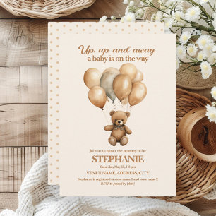 Teddy Bear Up Up Away Gender Neutral Invitation