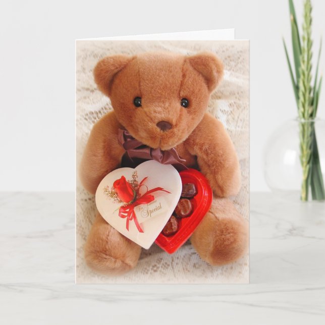 Teddy Bear Valentine Card--Love You Beary Much Holiday Card (Front)