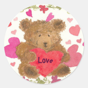 Teddy Bear Valentine Classic Round Sticker