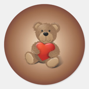 Teddy Bear Valentine Classic Round Sticker
