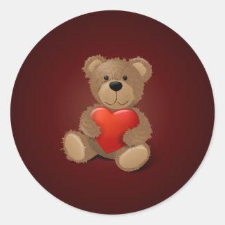 Teddy Bear Valentine Classic Round Sticker