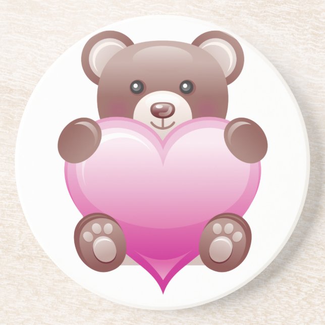 Teddy Bear Valentine Heart Coaster (Front)