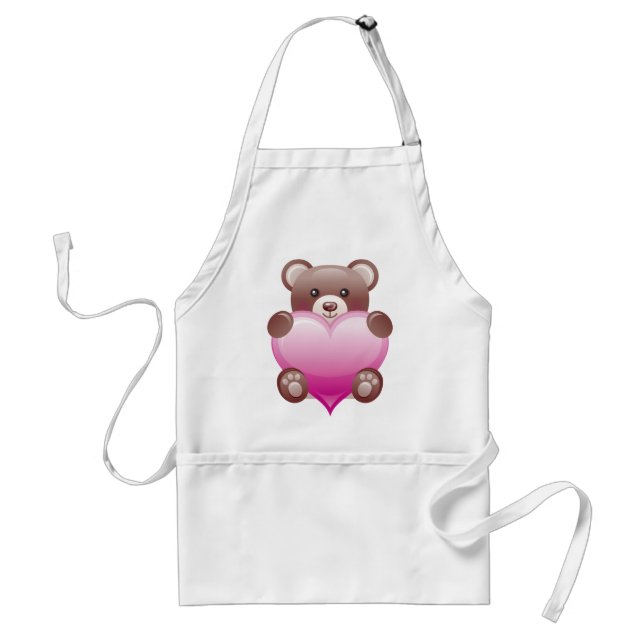 Teddy Bear Valentine Heart Standard Apron (Front)