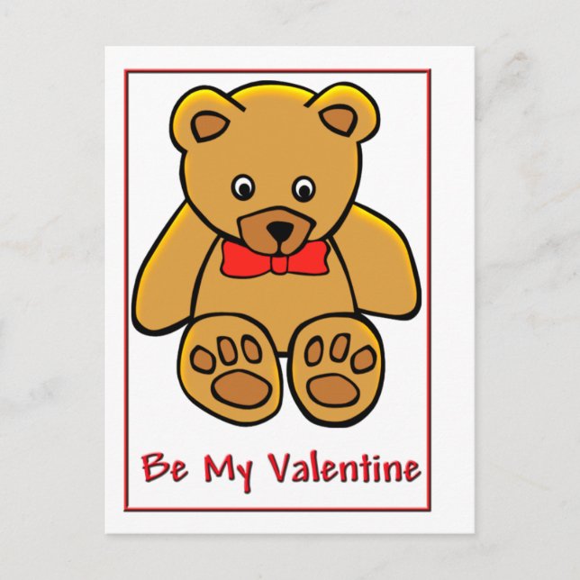 Teddy Bear Valentine Holiday Postcard (Front)