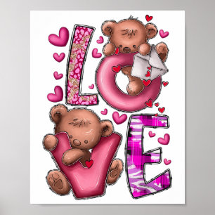 Teddy Bear Valentine Love Western Valentines Day Poster