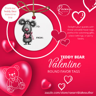 Teddy Bear Valentine Round Favour Tags
