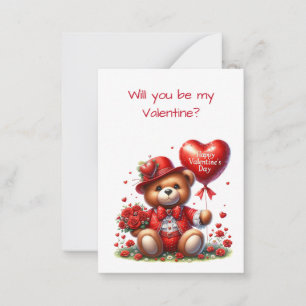 Teddy Bear Valentine's Day for Kids Flat Card
