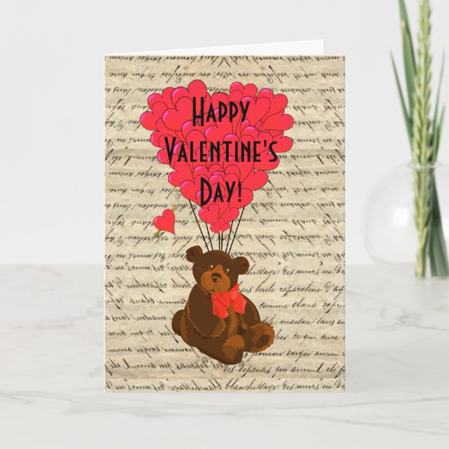 Teddy Bear Valentines Day Holiday Card (Front)