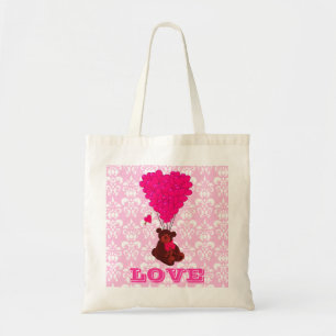 Teddy bear valentines love tote bag