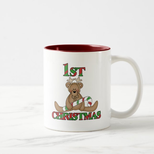 Teddy Bear Very 1st Christmas Tshirts and Gifts Two-Tone Coffee Mug (Right)