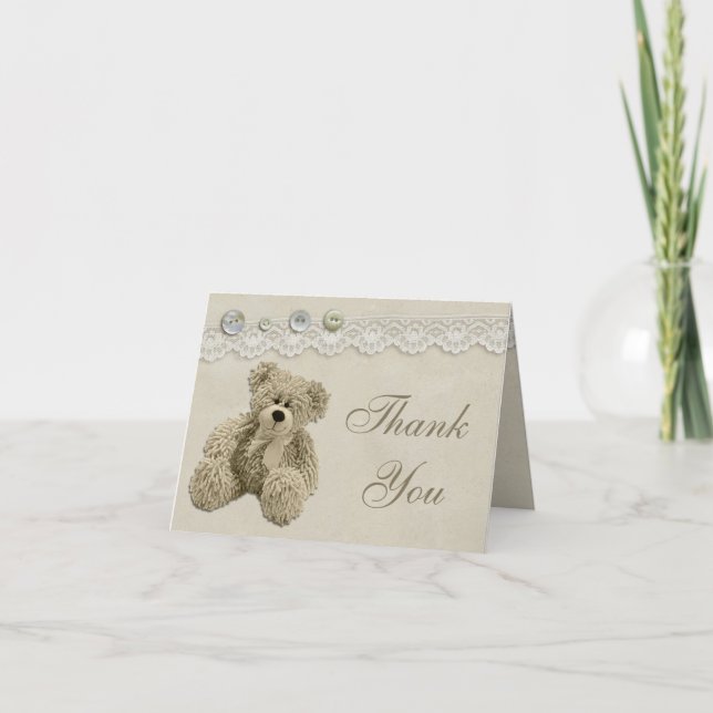 Teddy Bear Vintage Lace Thank You (Front)