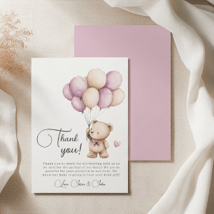 Teddy Bear Violet Purple Beige Balloons Thank You