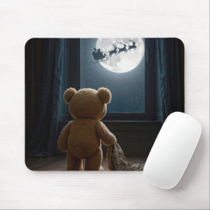 Teddy Bear Watching Santa Claus Mouse Pad