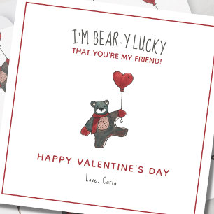 Teddy Bear Watercolor Friend Valentine's Day Holiday Card