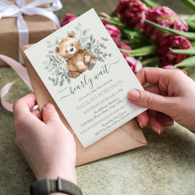 Teddy Bear Watercolor Gender Neutral Baby Shower Invitation (Creator Uploaded)