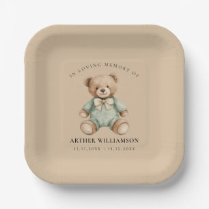 Teddy Bear Watercolour Memorial Paper Plates