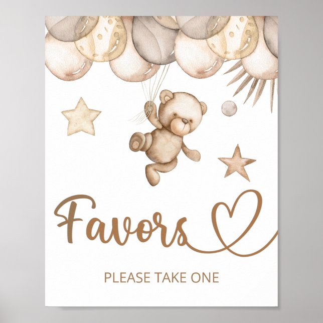 Teddy bear we can bearly wait baby Favours  Poster (Front)