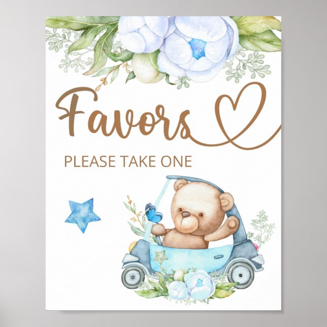 Teddy bear we can bearly wait baby Favours sign (Front)