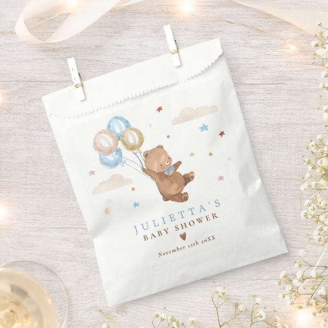 Teddy Bear We Can Bearly Wait Baby Shower Decor Favour Bag (Clipped)