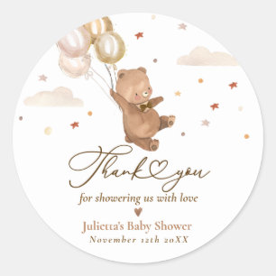 Teddy Bear We Can Bearly Wait Baby Shower Favour Classic Round Sticker