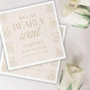 Teddy Bear We Can Bearly Wait Baby Shower Napkin