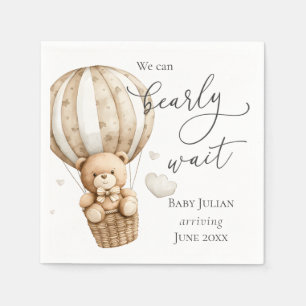 Teddy Bear We Can Bearly Wait Baby Shower Napkin