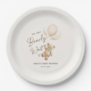 Teddy Bear We Can Bearly Wait Baby Shower Paper Plate