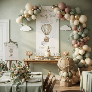 Teddy Bear We Can Bearly Wait Baby Shower Watercol Banner