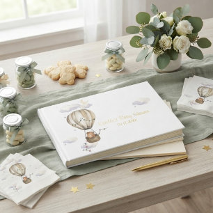 Teddy Bear We Can Bearly Wait Neutral Baby Shower  Guest Book