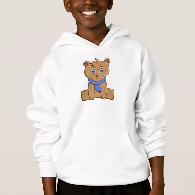 Teddy bear wearing a blue scarf (Front)