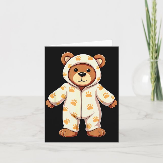 Teddy Bear Wearing Pajamas  Card (Front)