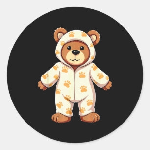 Teddy Bear Wearing Pajamas  Classic Round Sticker